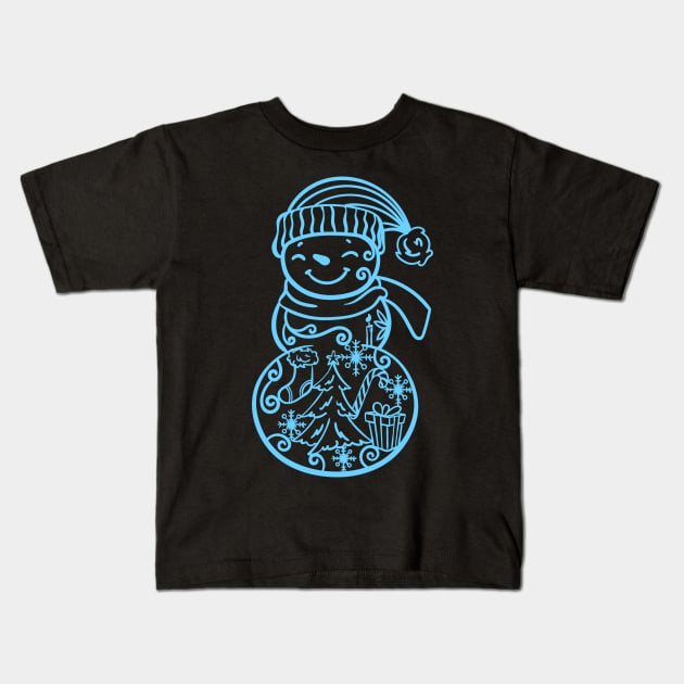 Full bodied snowman with winter Kids T-Shirt by holidaystore